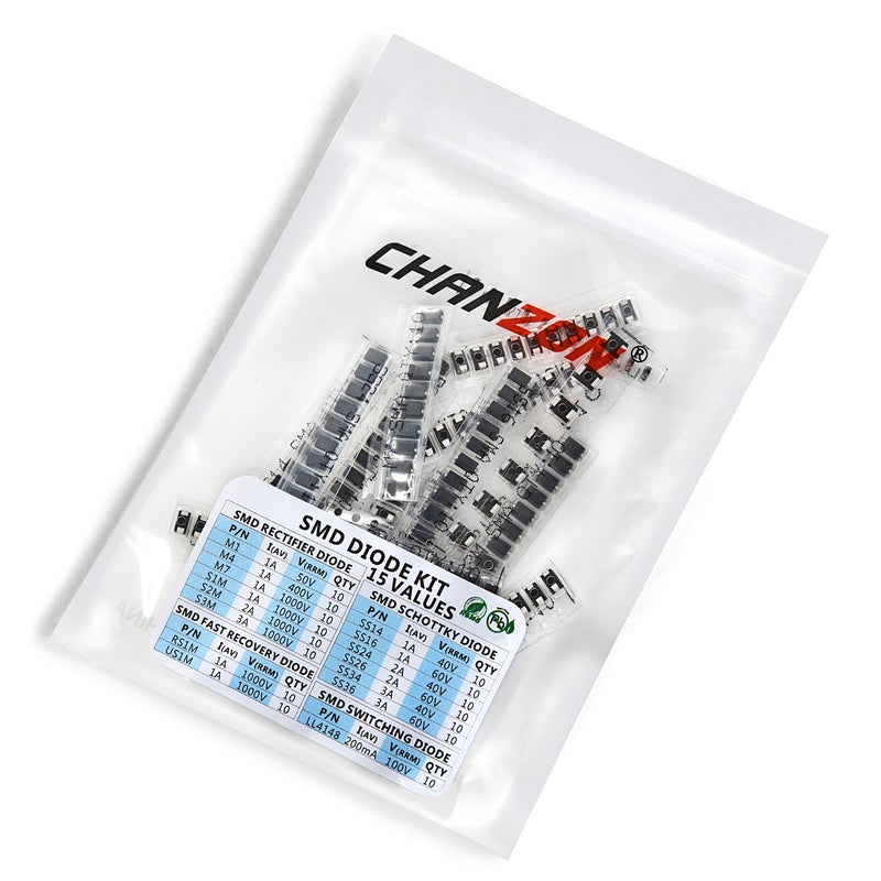 CHANZON SMD Fast Switching/Schottky/Rectifier Diode Assorted Kit (15 Values Total 150pcs: M1 M4 M7 S1M S2M S3M SS14 SS16 SS24 SS26 SS34 SS36 RS1M US1M LL4148) Electronic Component Assortment Set - Image 4